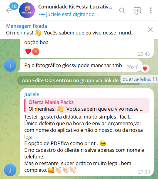 Feedback real de cliente do Ateliê Mania